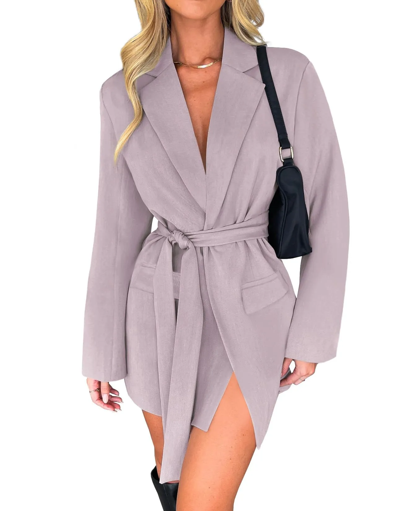 ZESICA Long Sleeve Lapel Open Front Jacket Blazer